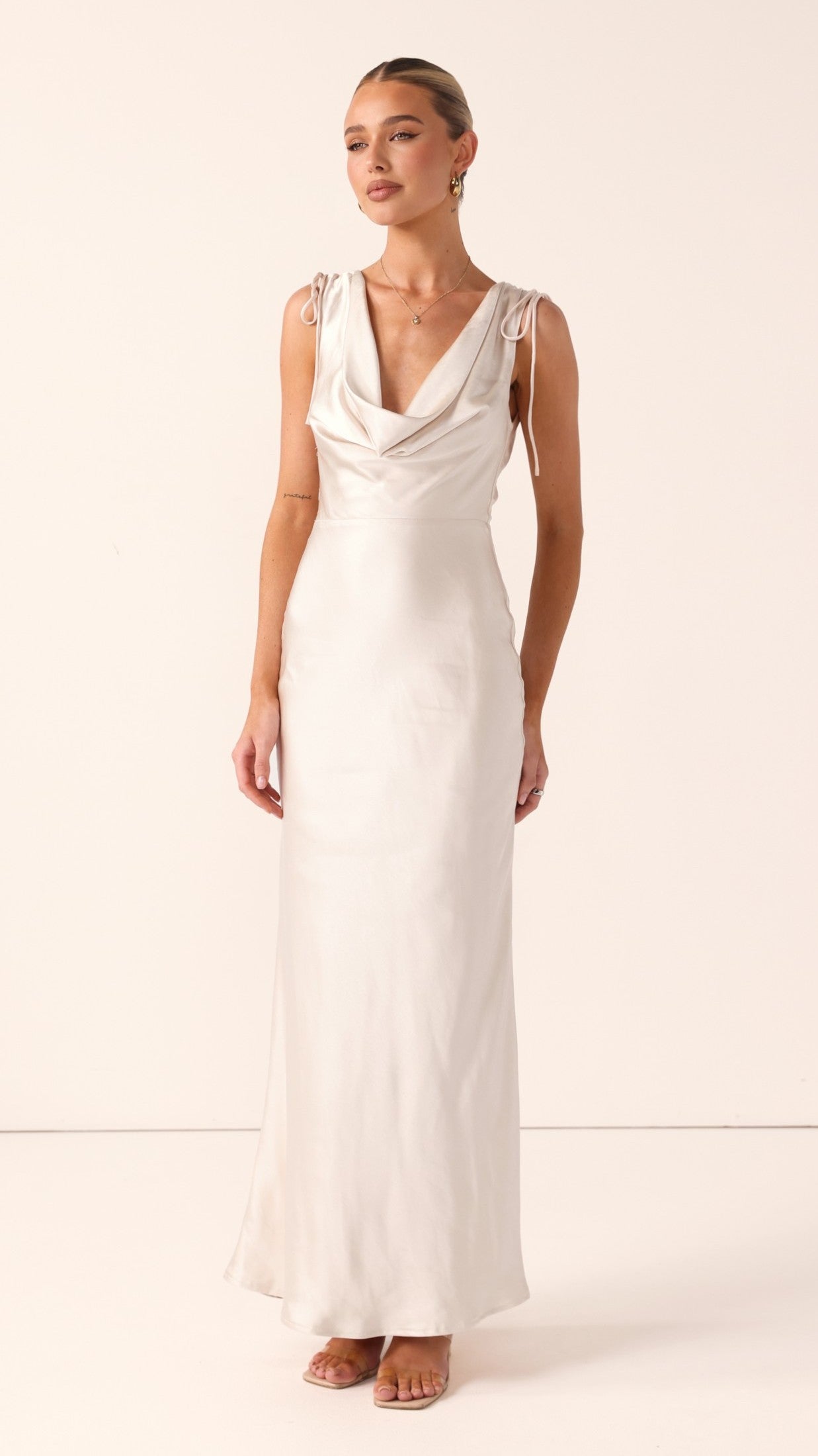 Madeline Cowl Neck Maxi Dress - Champagne
