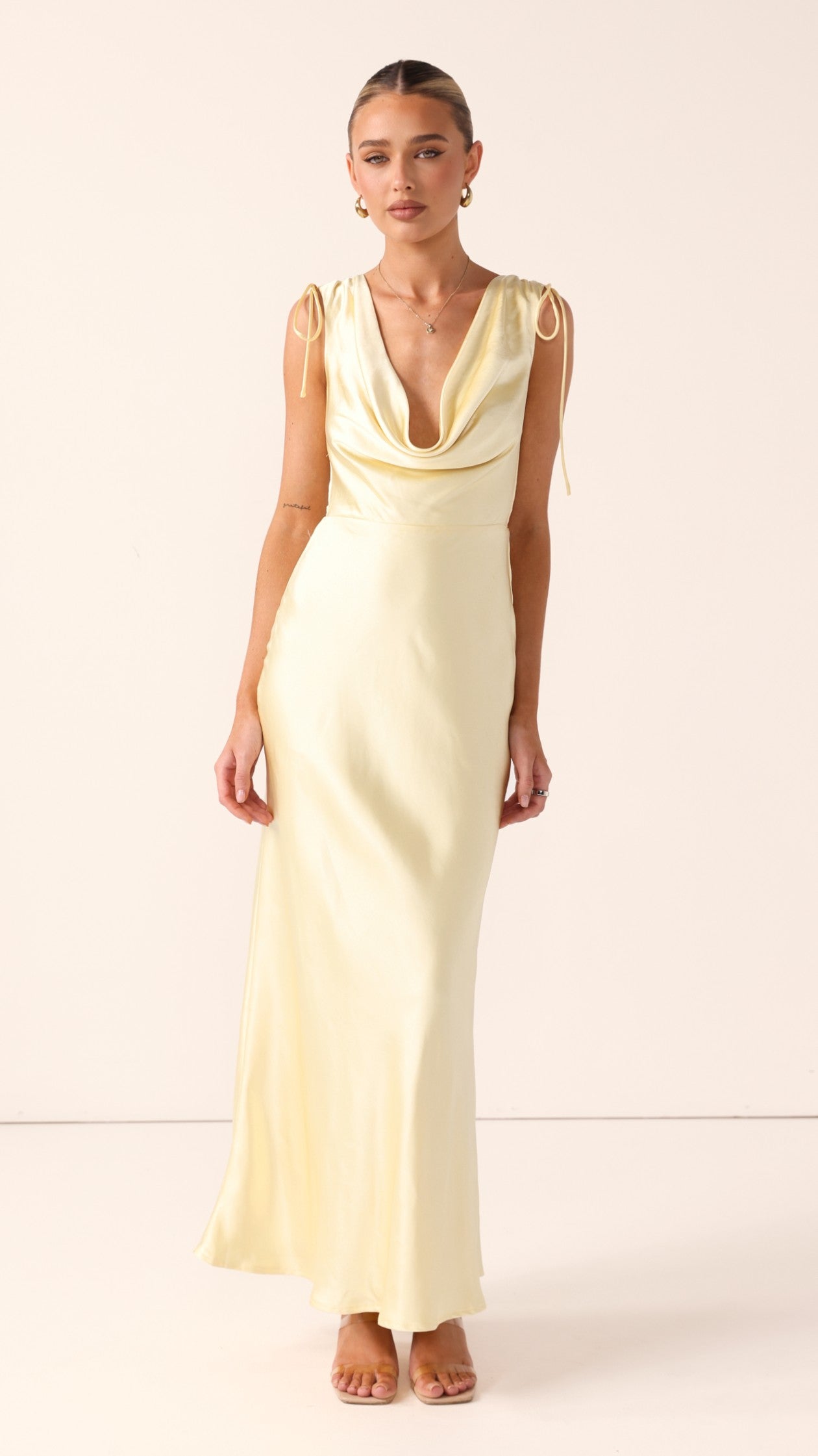 Madeline Cowl Neck Maxi Dress - Yellow