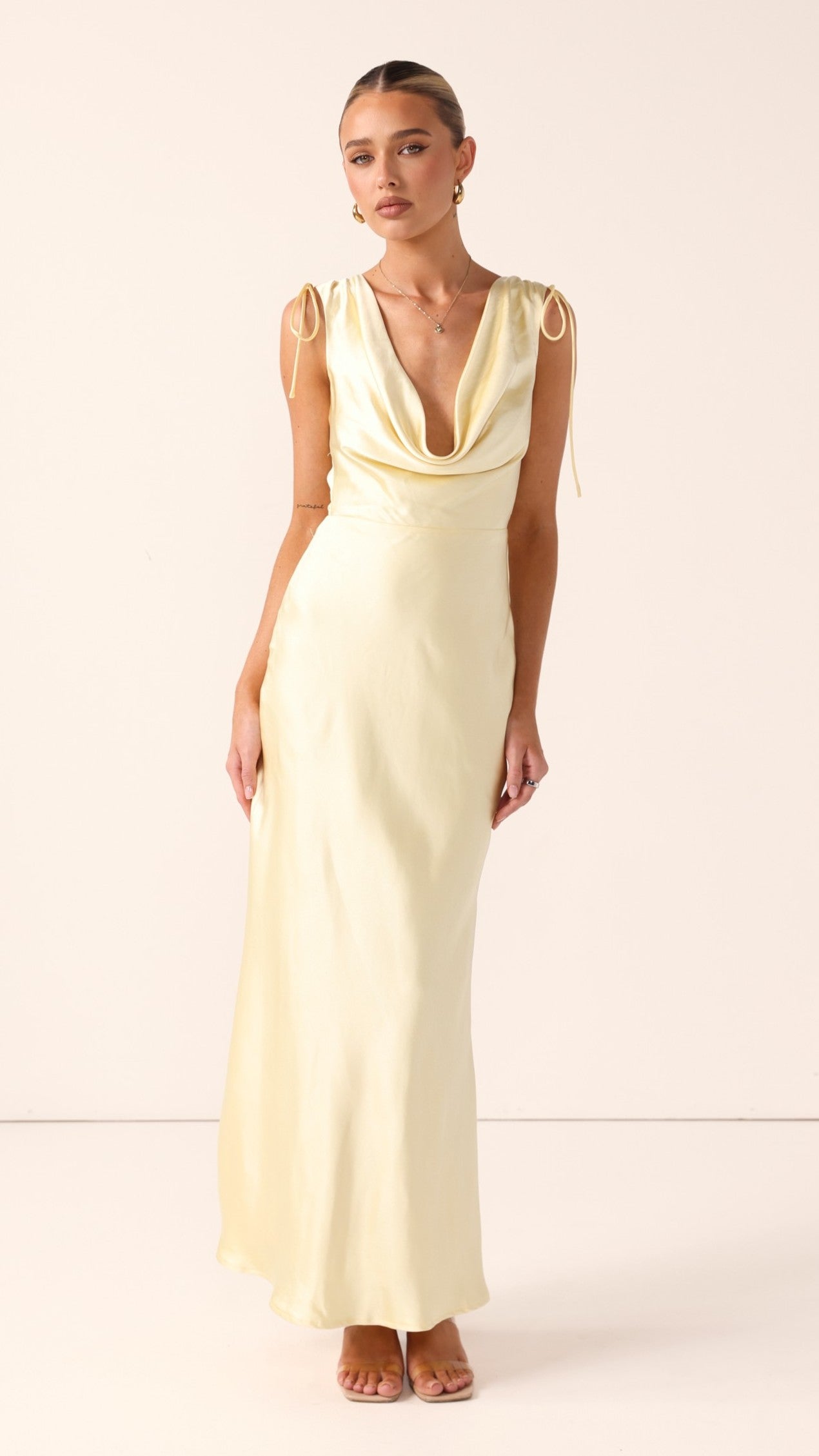 Madeline Cowl Neck Maxi Dress - Yellow