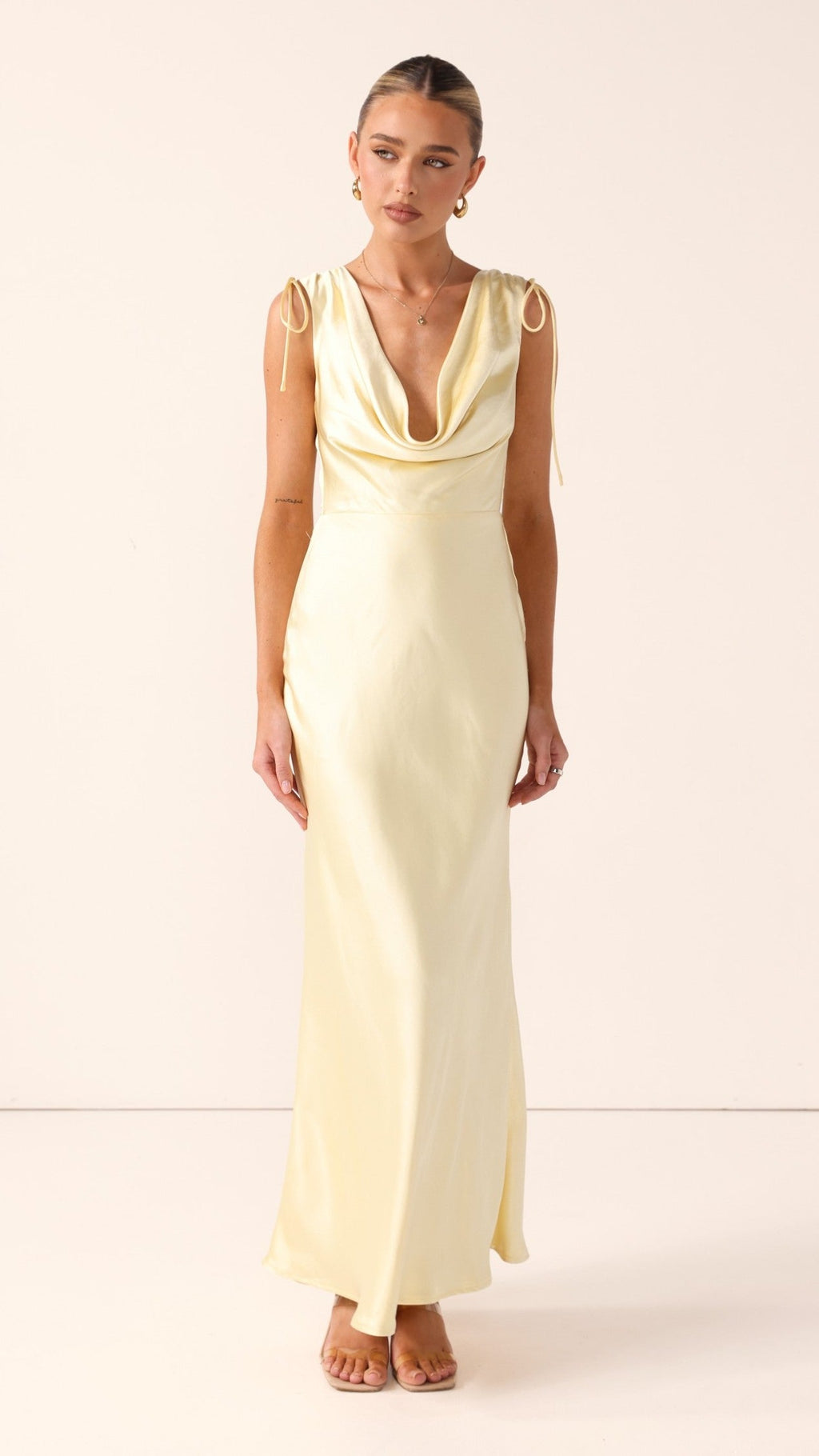 Madeline Cowl Neck Maxi Dress - Yellow