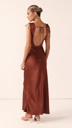 Madeline Cowl Neck Maxi Dress - Rust