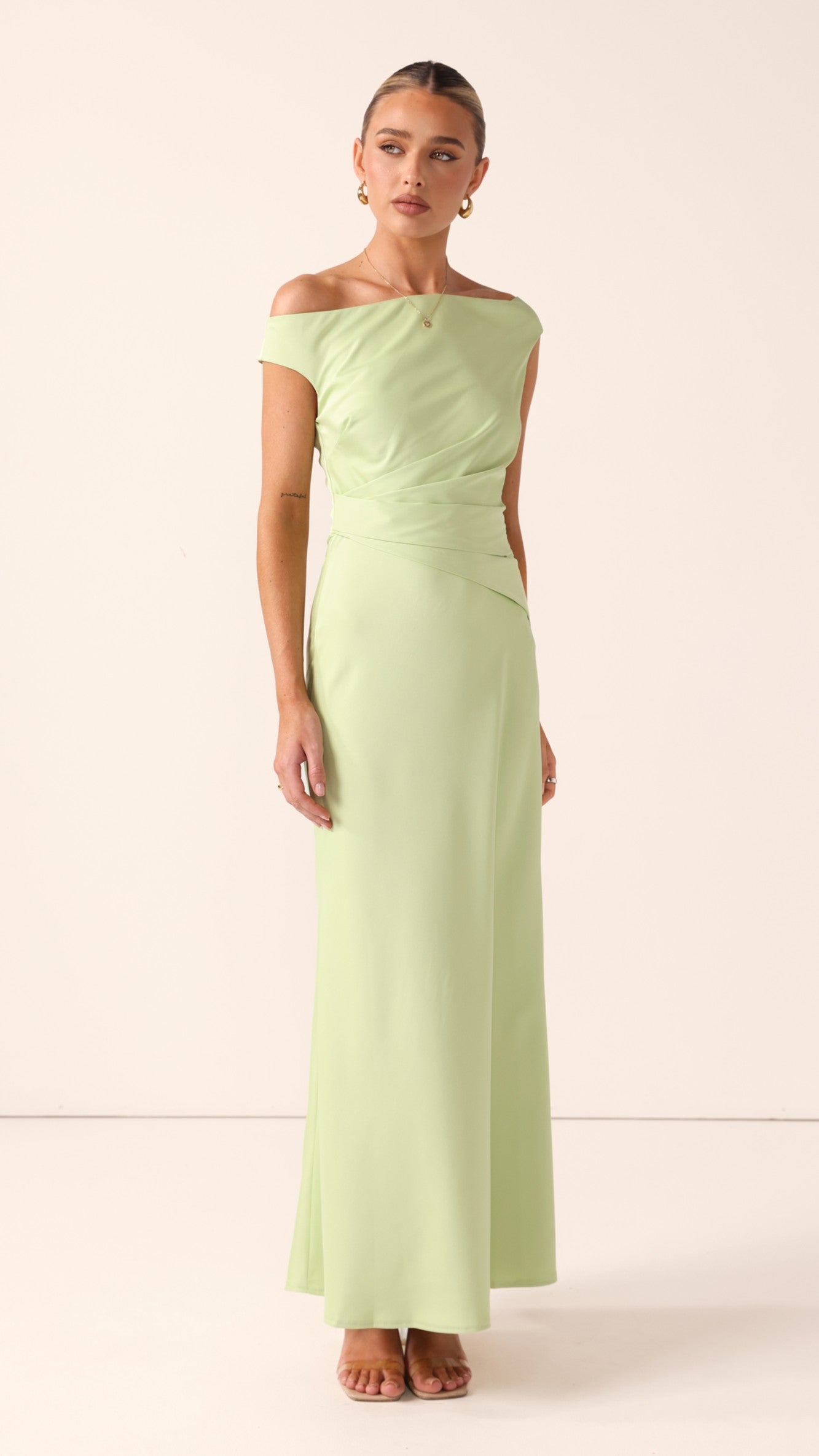 Auria Off Shoulder Maxi Dress - Key Lime