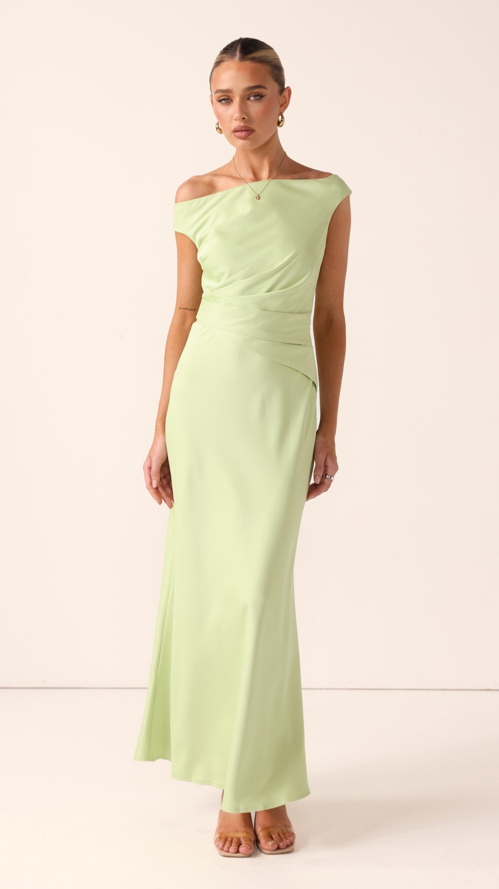 Auria Off Shoulder Maxi Dress - Key Lime