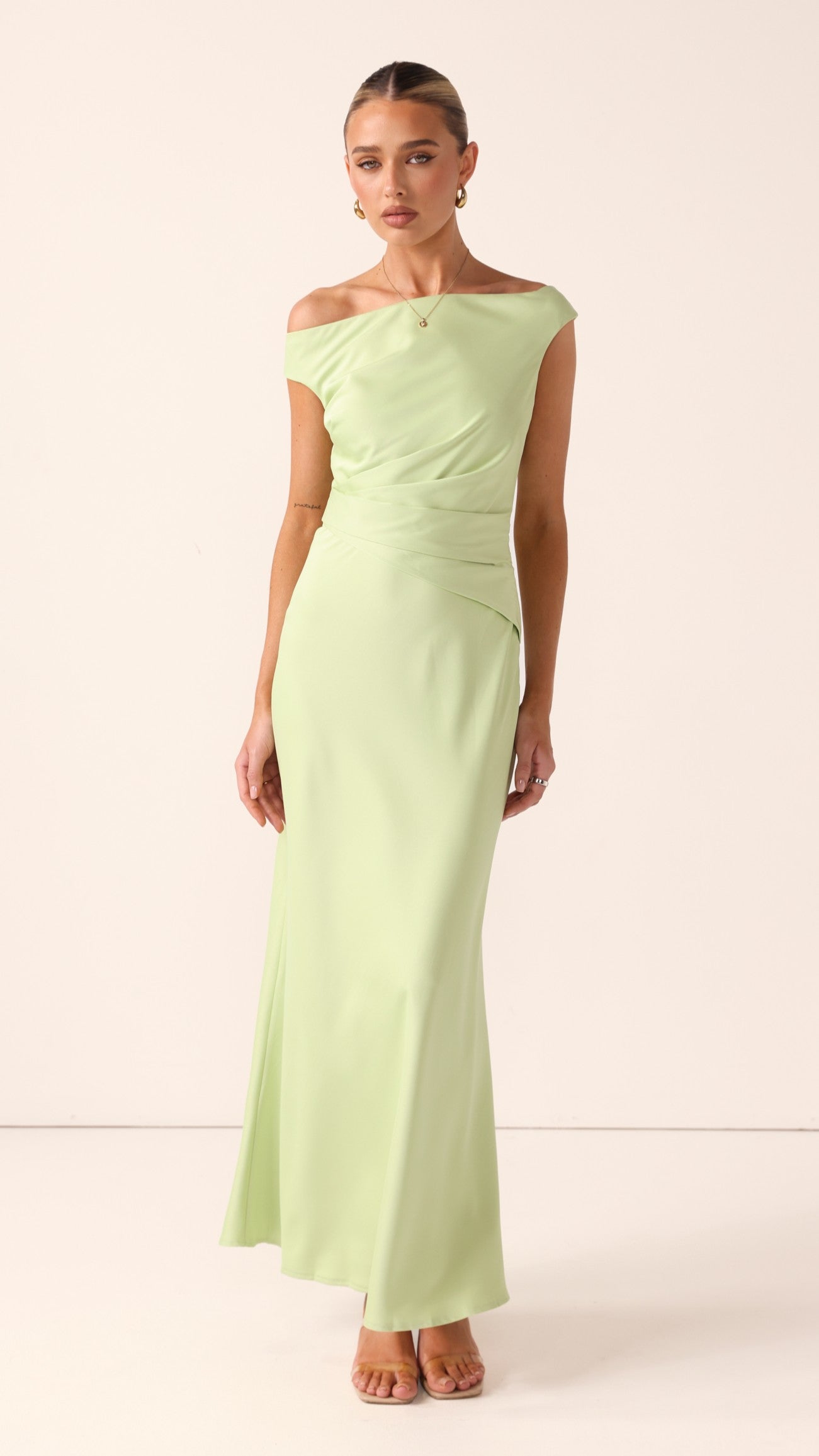 Auria Off Shoulder Maxi Dress - Key Lime