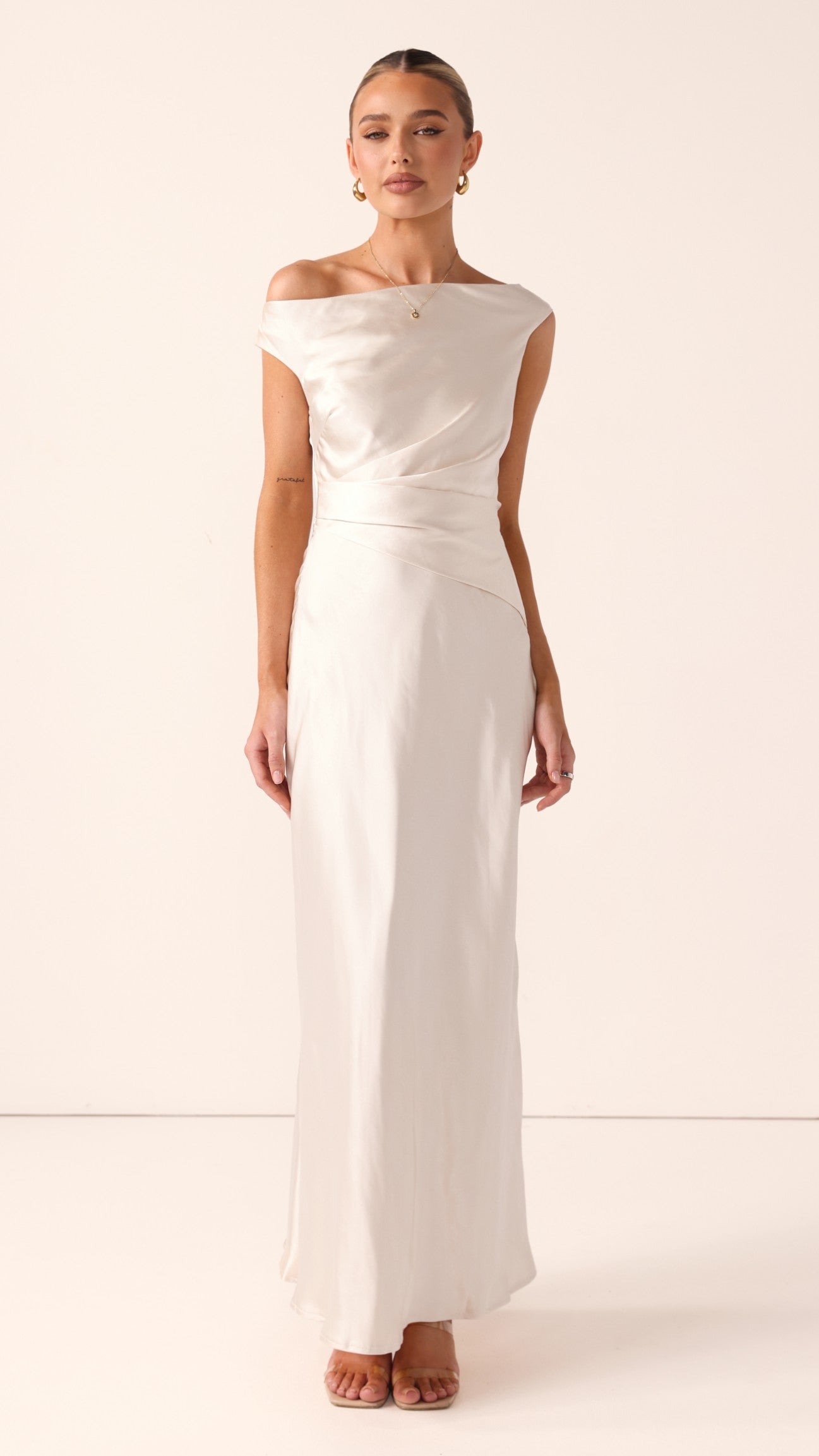 Auria Off Shoulder Maxi Dress - Champagne