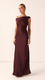 Auria Off Shoulder Maxi Dress - Chocolate