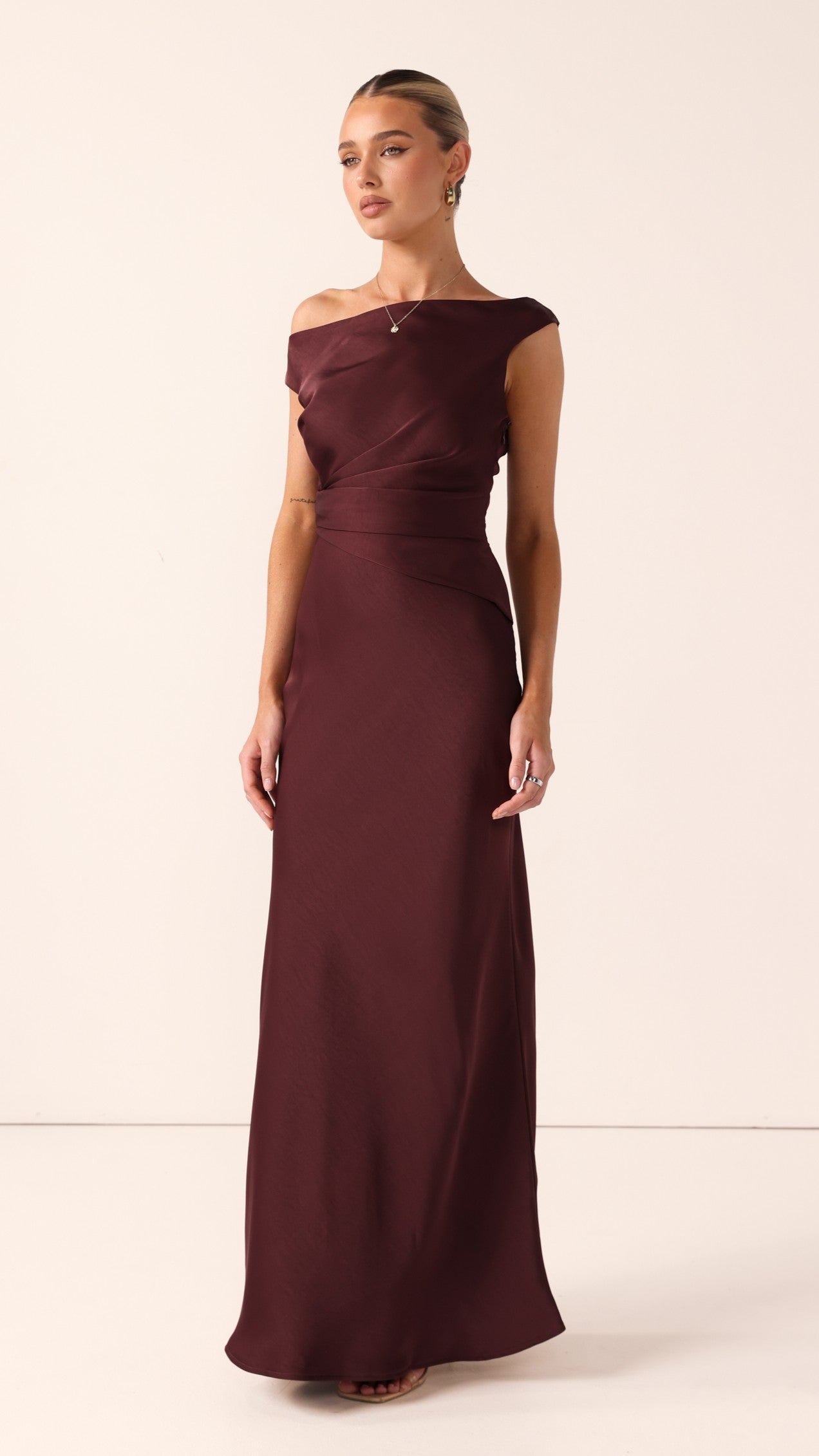 Auria Off Shoulder Maxi Dress - Chocolate