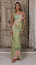 Lena Maxi Dress - Olive Floral