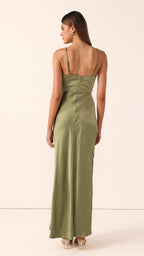 Yasmeen Tie Front Maxi Dress - Olive