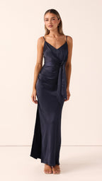 Yasmeen Tie Front Maxi Dress - Navy