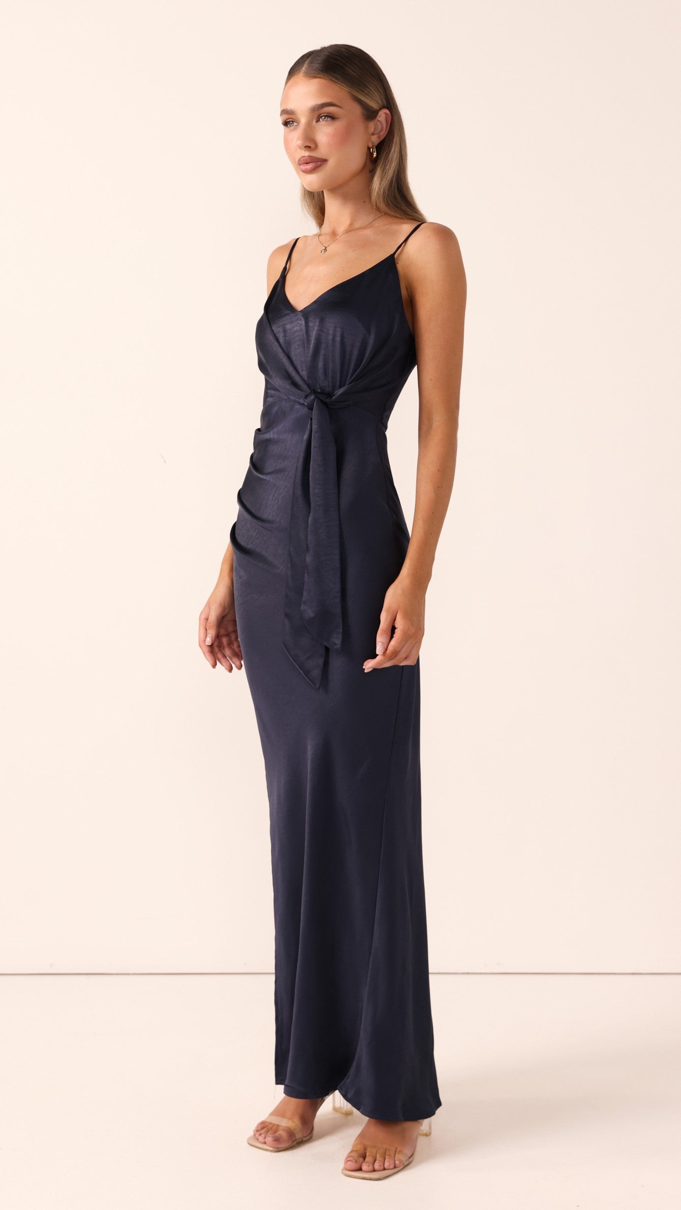 Yasmeen Tie Front Maxi Dress - Navy