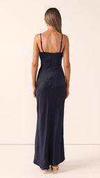 Yasmeen Tie Front Maxi Dress - Navy
