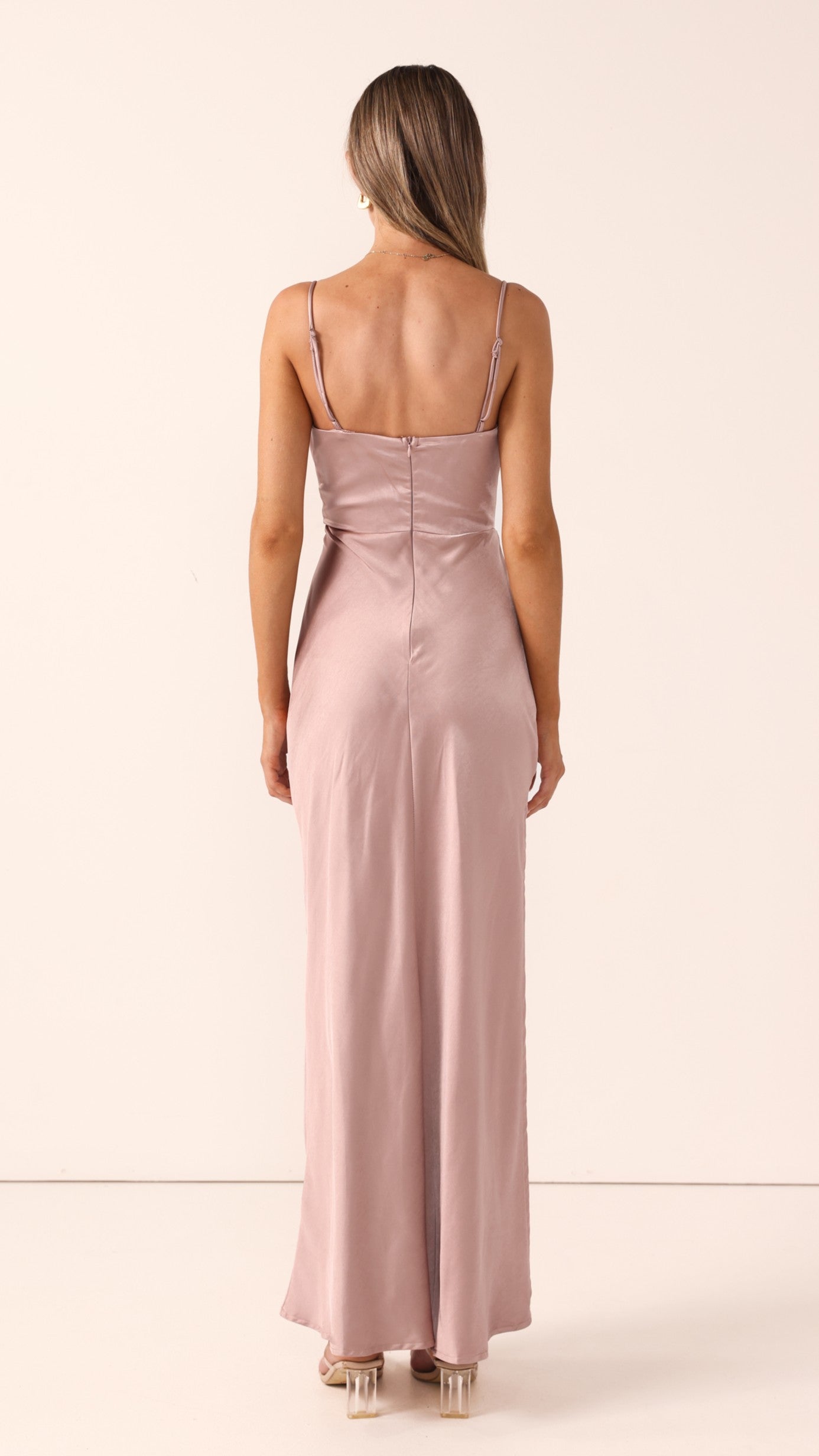 Yasmeen Tie Front  Maxi Dress - Dusty Pink