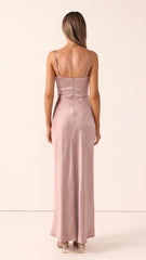 Yasmeen Tie Front  Maxi Dress - Dusty Pink