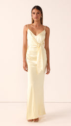 Yasmeen Tie Front Maxi Dress - Yellow