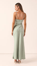 Yasmeen Tie Front Maxi Dress - Sage