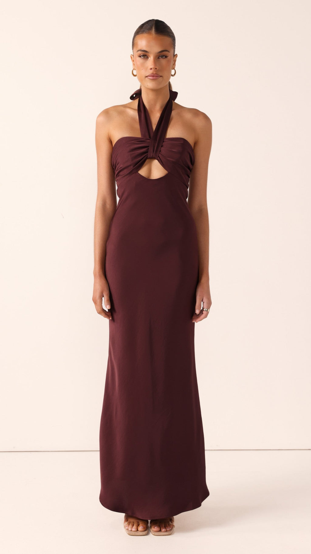 Grace Halter Maxi Dress - Chocolate