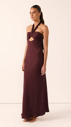Grace Halter Maxi Dress - Chocolate