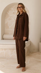 Amy Long Sleeve Top - Chocolate Denim