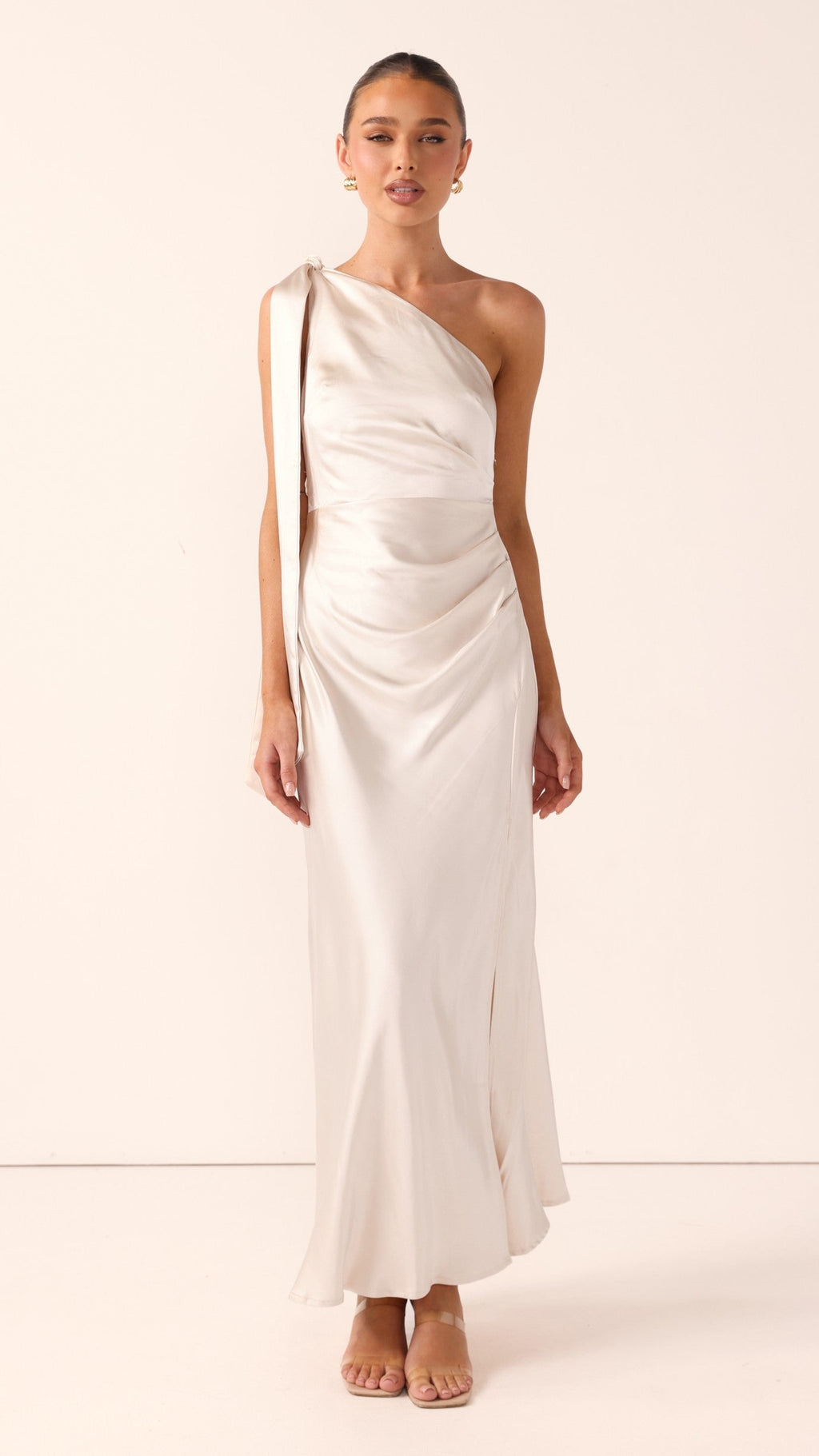 Halle One Shoulder Maxi Dress - Champagne