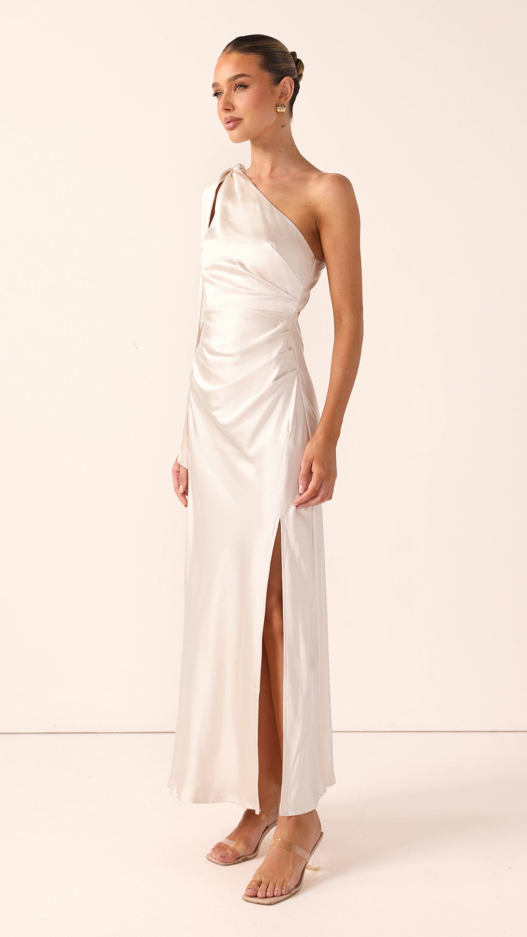 Halle One Shoulder Maxi Dress - Champagne