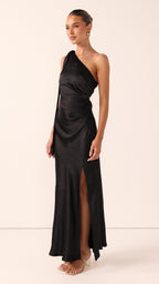 Halle One Shoulder Maxi Dress - Black