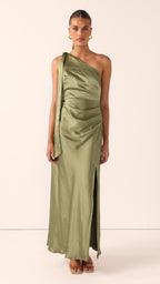 Halle One Shoulder Maxi Dress - Olive