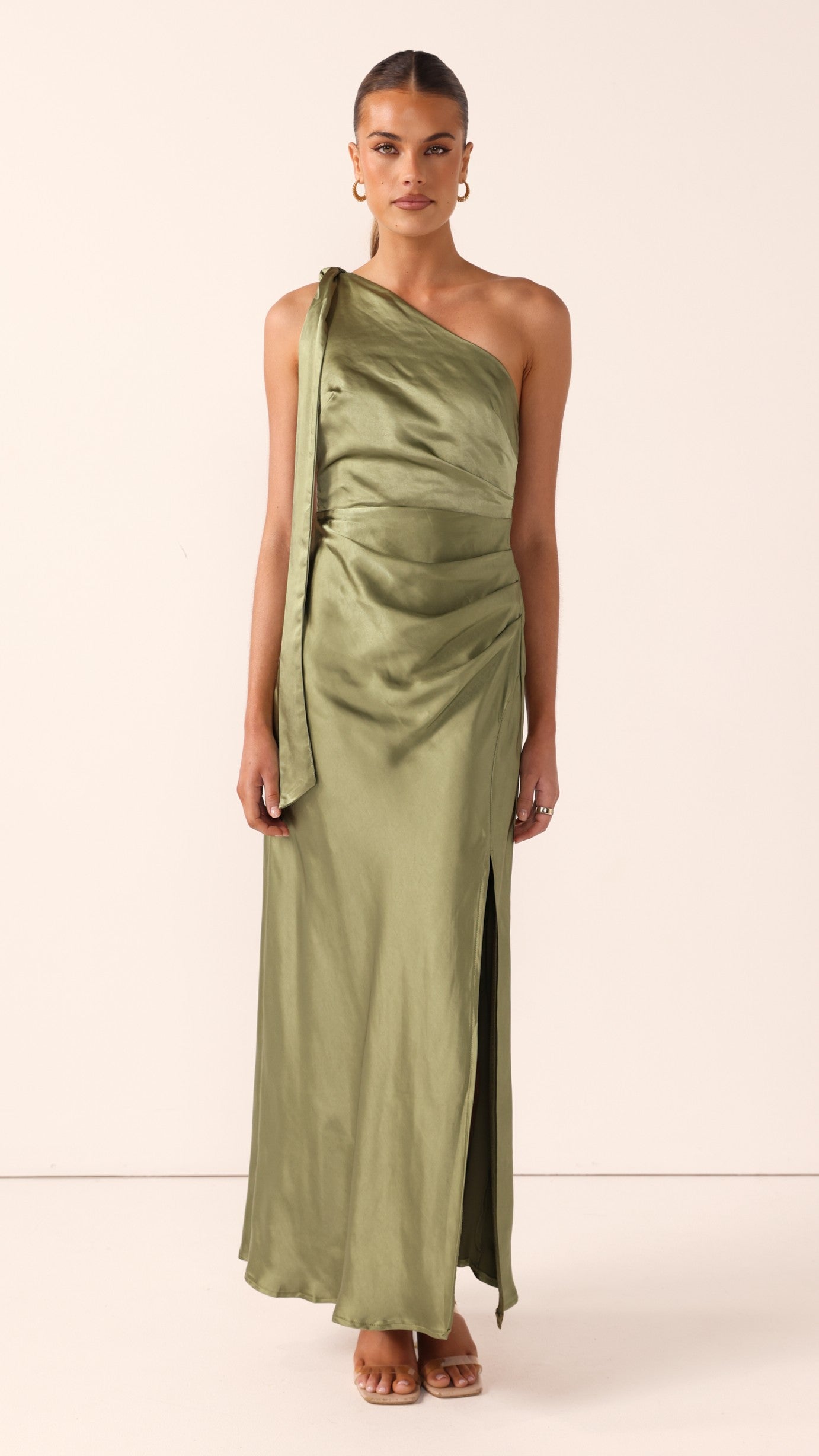 Halle One Shoulder Maxi Dress - Olive