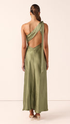Halle One Shoulder Maxi Dress - Olive