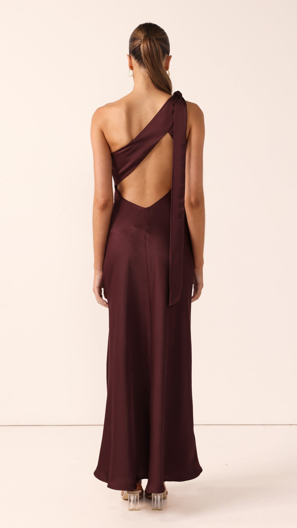 Halle One Shoulder Maxi Dress - Chocolate