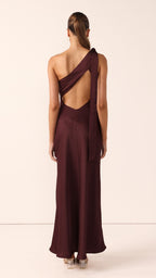 Halle One Shoulder Maxi Dress - Chocolate