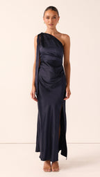 Halle One Shoulder Maxi Dress - Navy