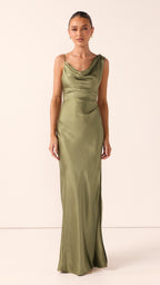 Iris Asymmetrical Maxi Dress - Olive