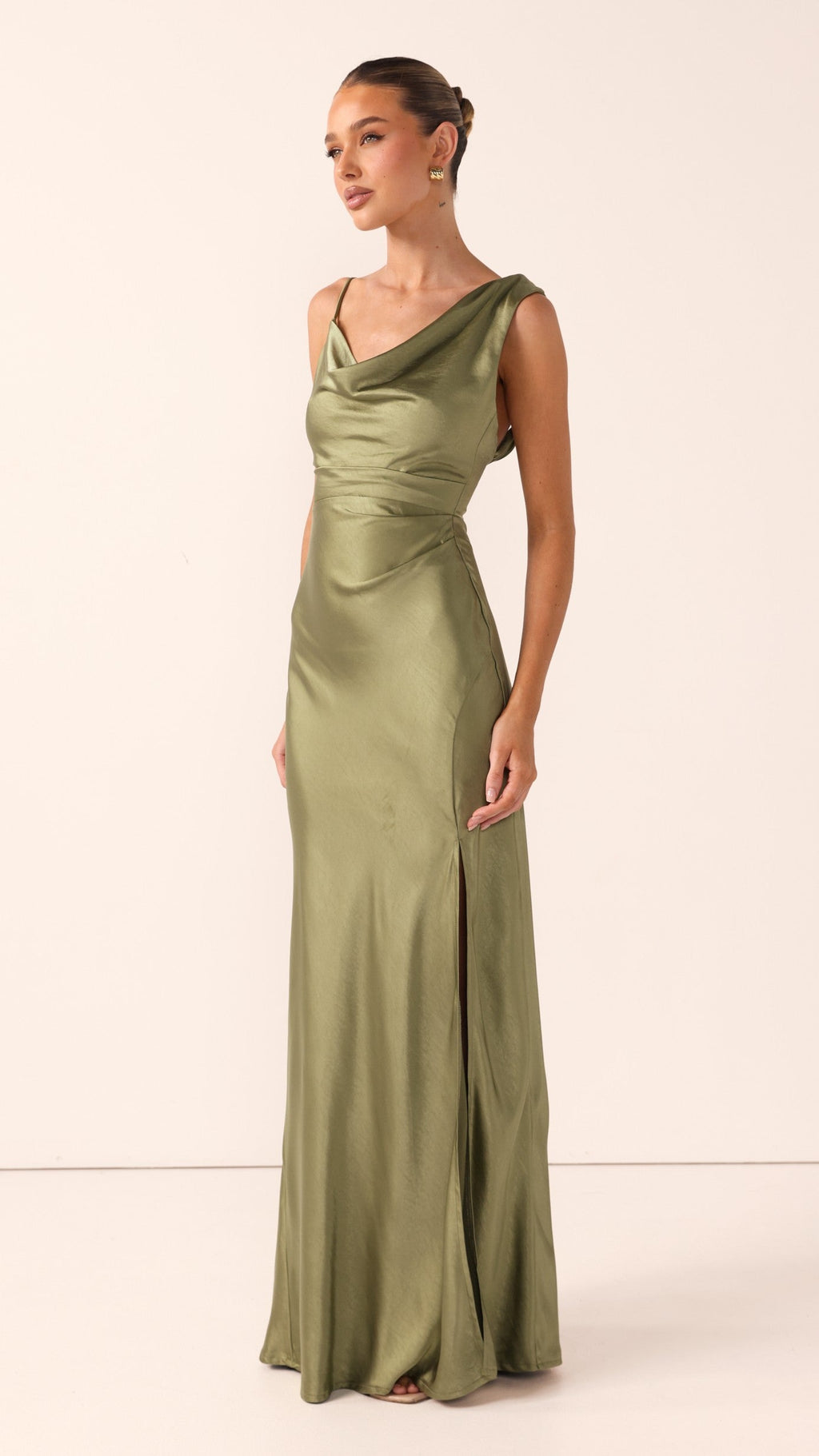 Iris Asymmetrical Maxi Dress - Olive