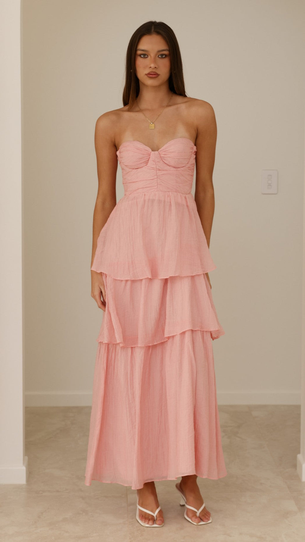 Florence Strapless Maxi Dress - Pink
