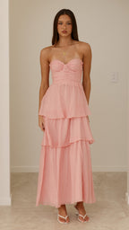 Florence Strapless Maxi Dress - Pink