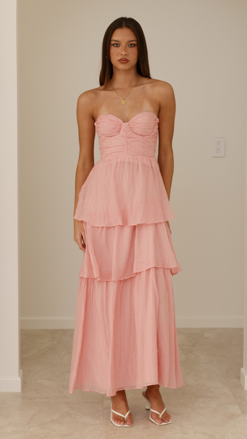 Florence Strapless Maxi Dress - Pink