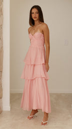 Florence Strapless Maxi Dress - Pink