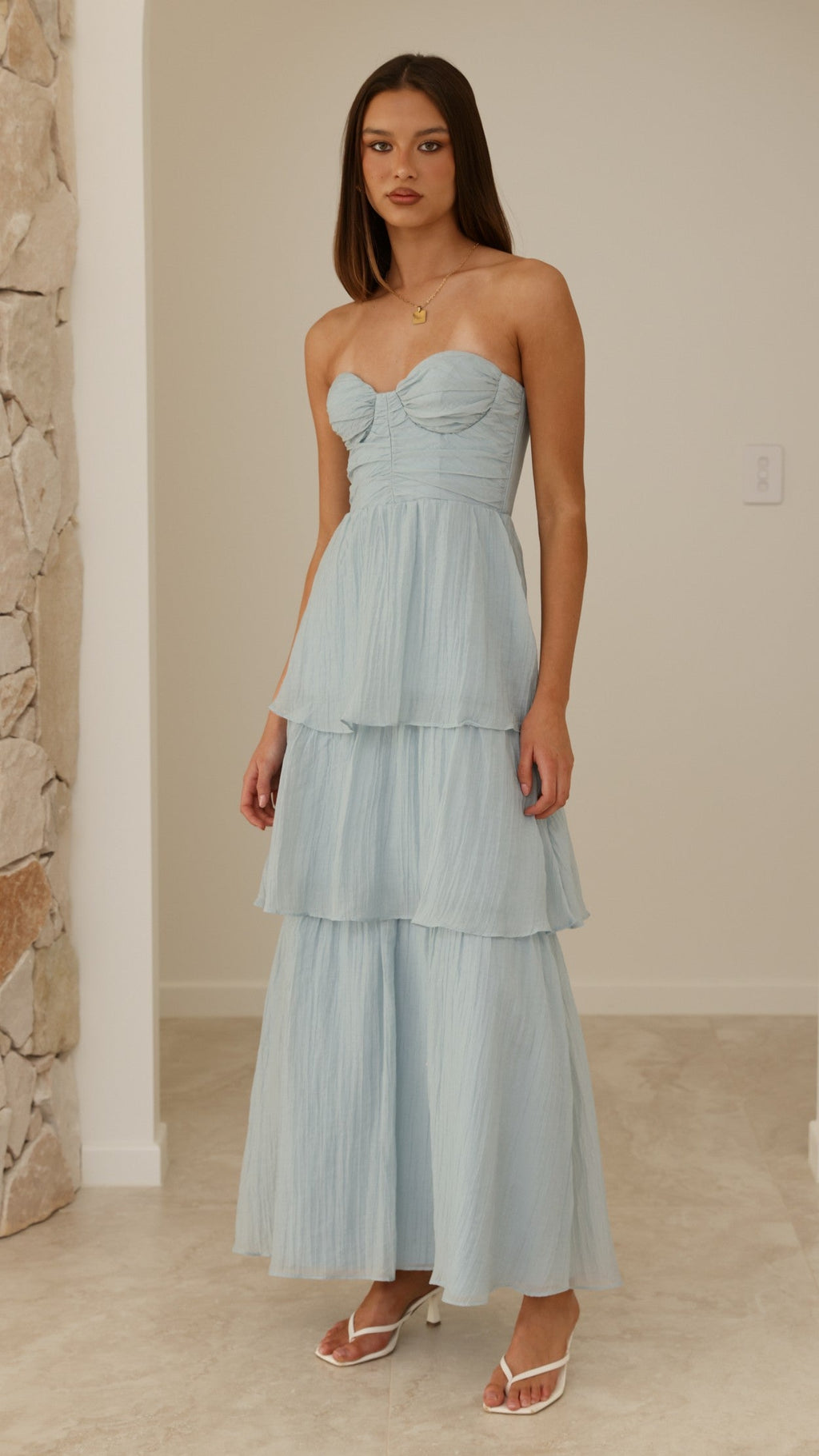 Florence Strapless Maxi Dress - Blue