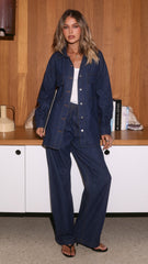 Zenia Long Sleeve Denim Shirt - Dark Blue