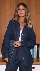 Zenia Long Sleeve Denim Shirt - Dark Blue