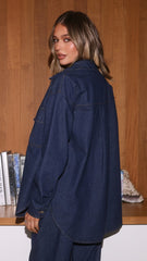 Zenia Long Sleeve Denim Shirt - Dark Blue
