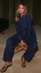 Zenia Long Sleeve Denim Shirt - Dark Blue