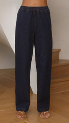 Zina Denim Pants - Dark Blue