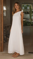 Winnie One Shoulder Maxi Dress - White