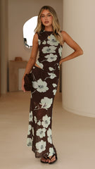 Onella Sheer Maxi Skirt - Mocha Blossom