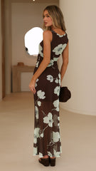 Onella Sheer Maxi Skirt - Mocha Blossom