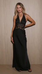 Celia Lace Maxi Dress - Black