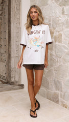 Wingin It Tee - White/Brown