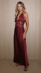 Celia Lace Maxi Dress - Wine